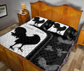 Ohaprints-Quilt-Bed-Set-Pillowcase-Chicken-Rooster-Farm-Animal-Black-&-White-Pattern-Custom-Personalized-Name-Blanket-Bedspread-Bedding-1912-Queen (80'' x 90'')