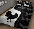 Ohaprints-Quilt-Bed-Set-Pillowcase-Chicken-Rooster-Black-&-White-Pattern-Unique-Gift-For-Farm-Animal-Lover-Blanket-Bedspread-Bedding-1667-King (90'' x 100'')