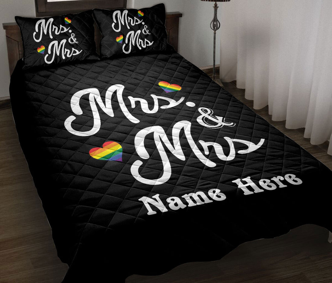 Ohaprints-Quilt-Bed-Set-Pillowcase-Lgbt-Pride-Love-Is-Love-Mrs.-&-Mrs-Gift-For-Couple-Custom-Personalized-Name-Blanket-Bedspread-Bedding-832-Throw (55'' x 60'')