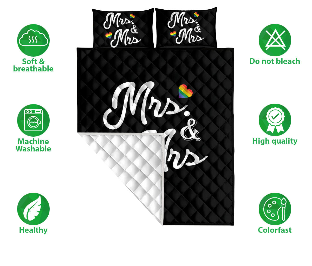 Ohaprints-Quilt-Bed-Set-Pillowcase-Lgbt-Pride-Love-Is-Love-Love-Wins-Mrs.-&-Mrs-Gift-For-Couple-Pride-Month-Blanket-Bedspread-Bedding-749-Double (70'' x 80'')