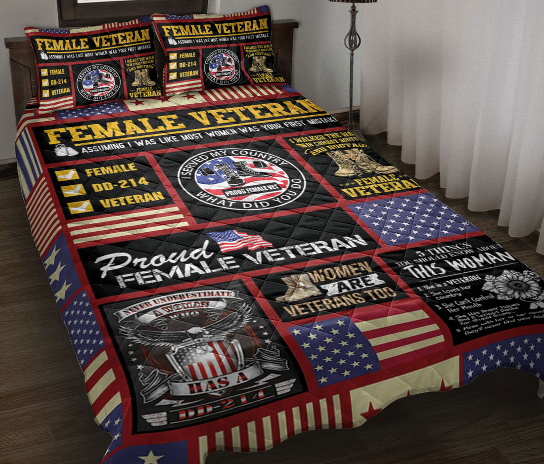 Ohaprints-Quilt-Bed-Set-Pillowcase-Proud-American-Us-Female-Veteran-Never-Underestimate-A-Woman-Dd-214-Blanket-Bedspread-Bedding-1412-Throw (55'' x 60'')