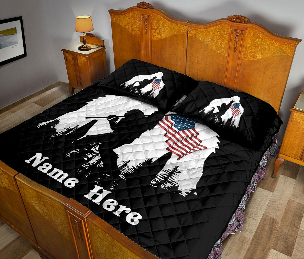 Ohaprints-Quilt-Bed-Set-Pillowcase-Bigfoot-Forest-American-Flag-I-Want-To-Believe-Custom-Personalized-Name-Blanket-Bedspread-Bedding-1999-Queen (80'' x 90'')