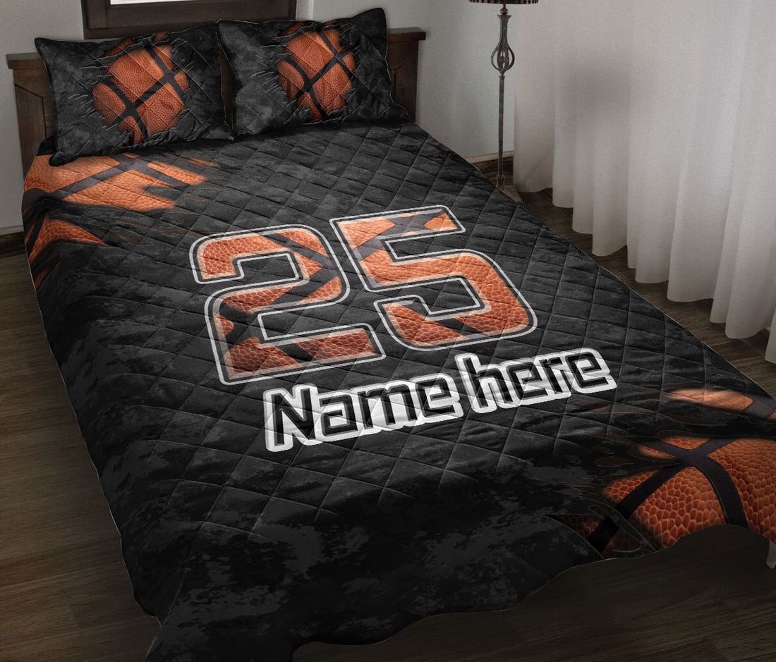 Ohaprints-Quilt-Bed-Set-Pillowcase-Basketball-Sport-Orange-Ball-Pattern-Camo-Custom-Personalized-Name-Number-Blanket-Bedspread-Bedding-2084-Throw (55'' x 60'')