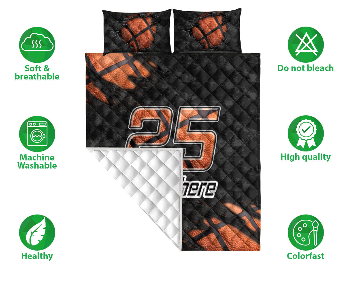 Ohaprints-Quilt-Bed-Set-Pillowcase-Basketball-Sport-Orange-Ball-Pattern-Camo-Custom-Personalized-Name-Number-Blanket-Bedspread-Bedding-2084-Double (70'' x 80'')