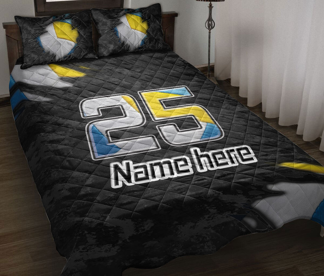 Ohaprints-Quilt-Bed-Set-Pillowcase-Volleyball-Ball-Sport-Pattern-Black-Camo-Custom-Personalized-Name-Number-Blanket-Bedspread-Bedding-2679-Throw (55'' x 60'')