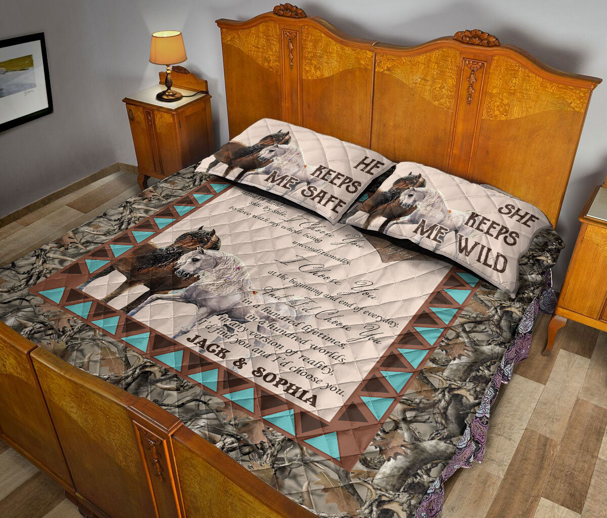 Ohaprints-Quilt-Bed-Set-Pillowcase-Horse-Couple-I-Choose-You-Anniversary-Gift-For-Couple-Custom-Personalized-Name-Blanket-Bedspread-Bedding-1502-Queen (80'' x 90'')