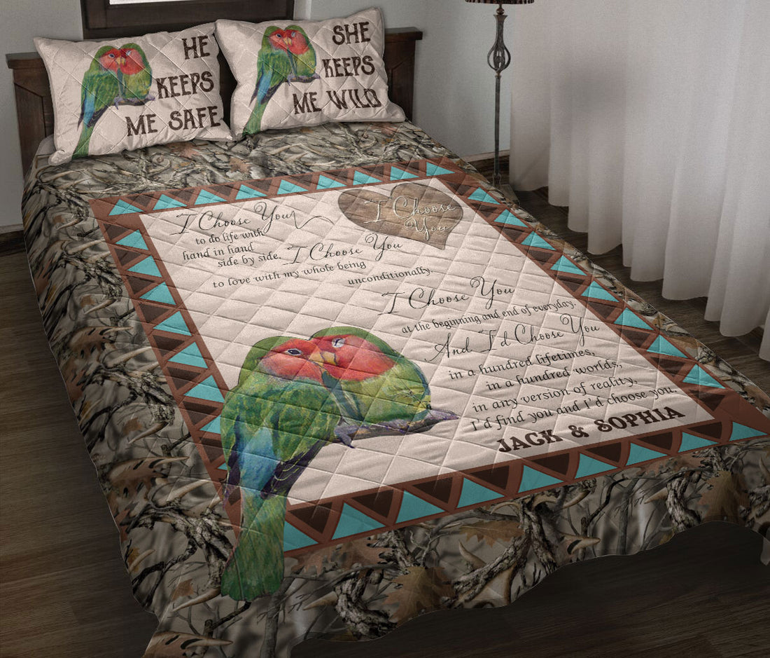 Ohaprints-Quilt-Bed-Set-Pillowcase-Parrot-Couple-I-Choose-You-Anniversary-Gift-Idea-Custom-Personalized-Name-Blanket-Bedspread-Bedding-2682-Throw (55'' x 60'')