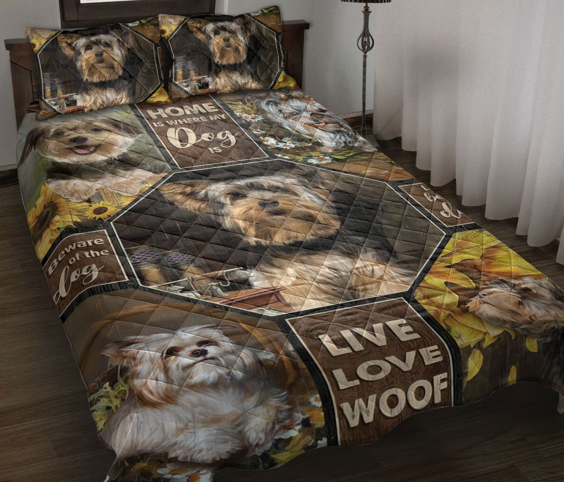 Ohaprints-Quilt-Bed-Set-Pillowcase-Yorkshire-Terrier-Yorkie-Home-Is-Where-My-Dog-Is-Gift-For-Dog-Puppy-Lover-Blanket-Bedspread-Bedding-1503-Throw (55'' x 60'')