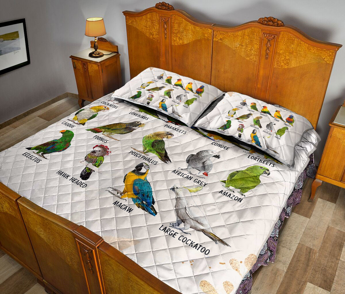 Ohaprints-Quilt-Bed-Set-Pillowcase-Parrot-Species-Bird-Unique-Gift-Idea-For-Parrot-Animal-Lover-Blanket-Bedspread-Bedding-2684-Queen (80'' x 90'')