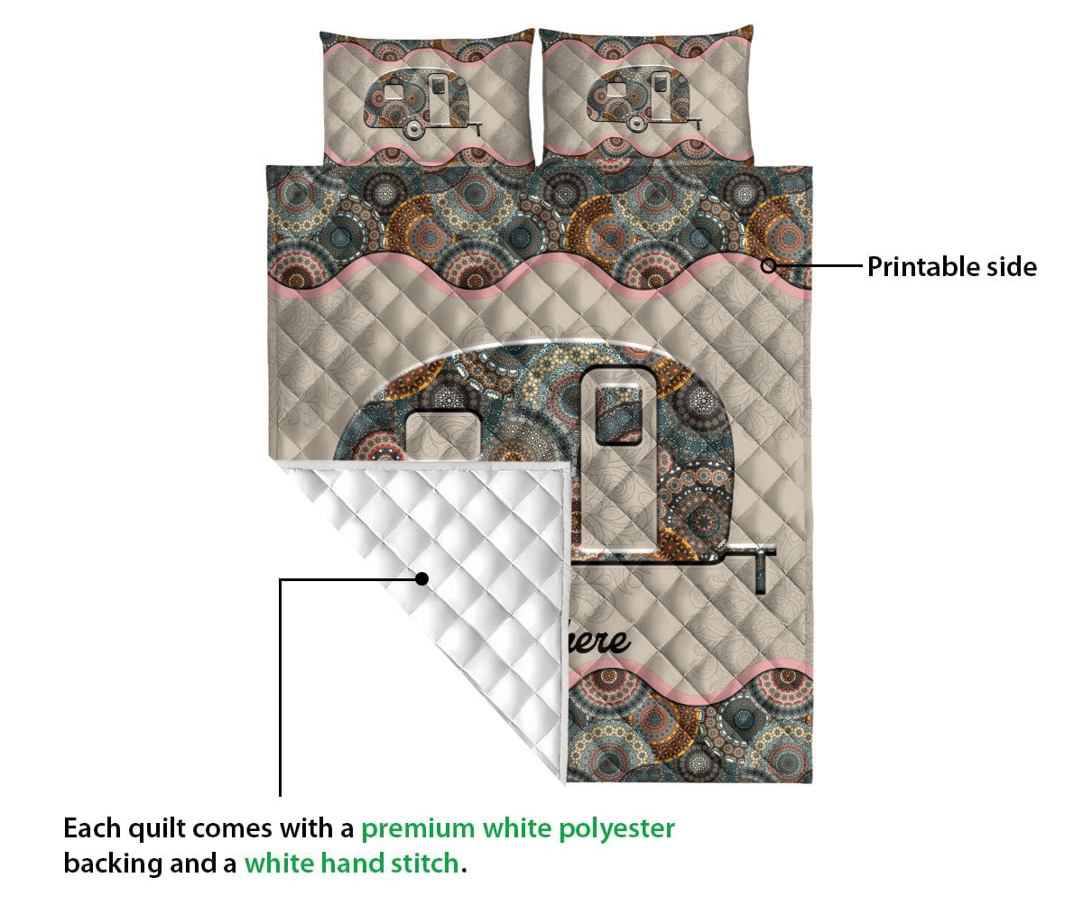 Ohaprints-Quilt-Bed-Set-Pillowcase-Camping-Lover-Gift-Camper-Floral-Mandala-Pattern-Custom-Personalized-Name-Blanket-Bedspread-Bedding-1161-Queen (80'' x 90'')