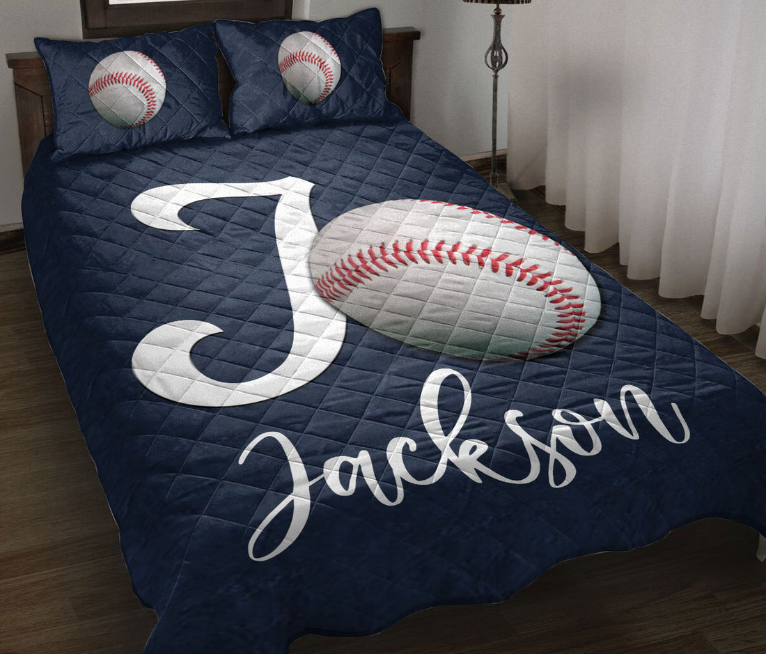 Ohaprints-Quilt-Bed-Set-Pillowcase-Baseball-Ball-Navy-Background-Sports-Lover-Gift-Custom-Personalized-Name-Blanket-Bedspread-Bedding-2928-Throw (55'' x 60'')