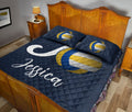 Ohaprints-Quilt-Bed-Set-Pillowcase-Volleyball-Ball-Navy-Background-Sports-Lover-Gift-Custom-Personalized-Name-Blanket-Bedspread-Bedding-1163-King (90'' x 100'')