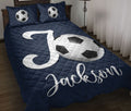 Ohaprints-Quilt-Bed-Set-Pillowcase-Soccer-Ball-Navy-Background-Sports-Lover-Gift-Custom-Personalized-Name-Blanket-Bedspread-Bedding-1747-Throw (55'' x 60'')