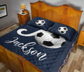 Ohaprints-Quilt-Bed-Set-Pillowcase-Soccer-Ball-Navy-Background-Sports-Lover-Gift-Custom-Personalized-Name-Blanket-Bedspread-Bedding-1747-King (90'' x 100'')