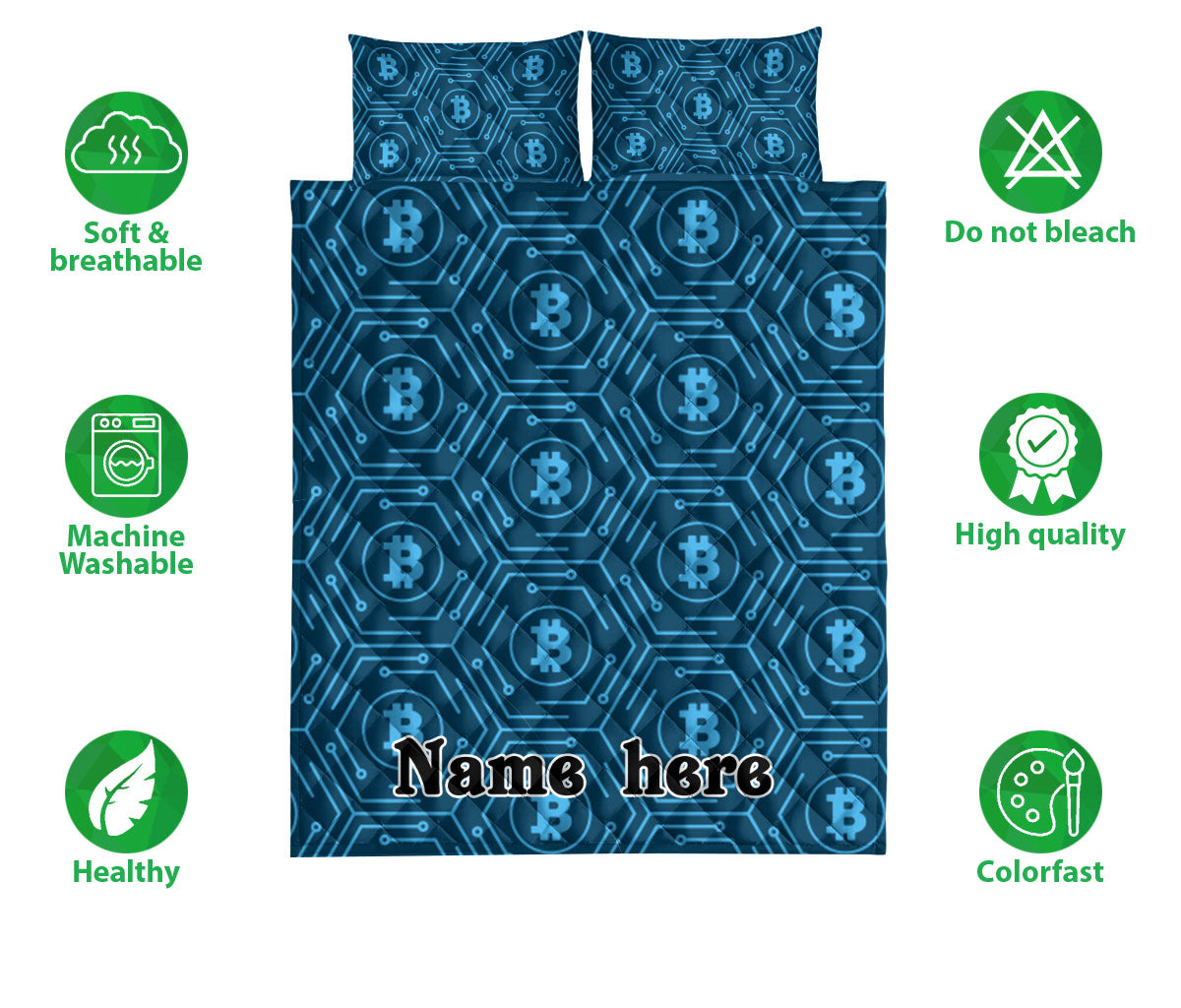 Ohaprints-Quilt-Bed-Set-Pillowcase-Bitcoin-Cryptocurrency-Blockchain-Gift-For-Investor-Custom-Personalized-Name-Blanket-Bedspread-Bedding-1748-Double (70'' x 80'')