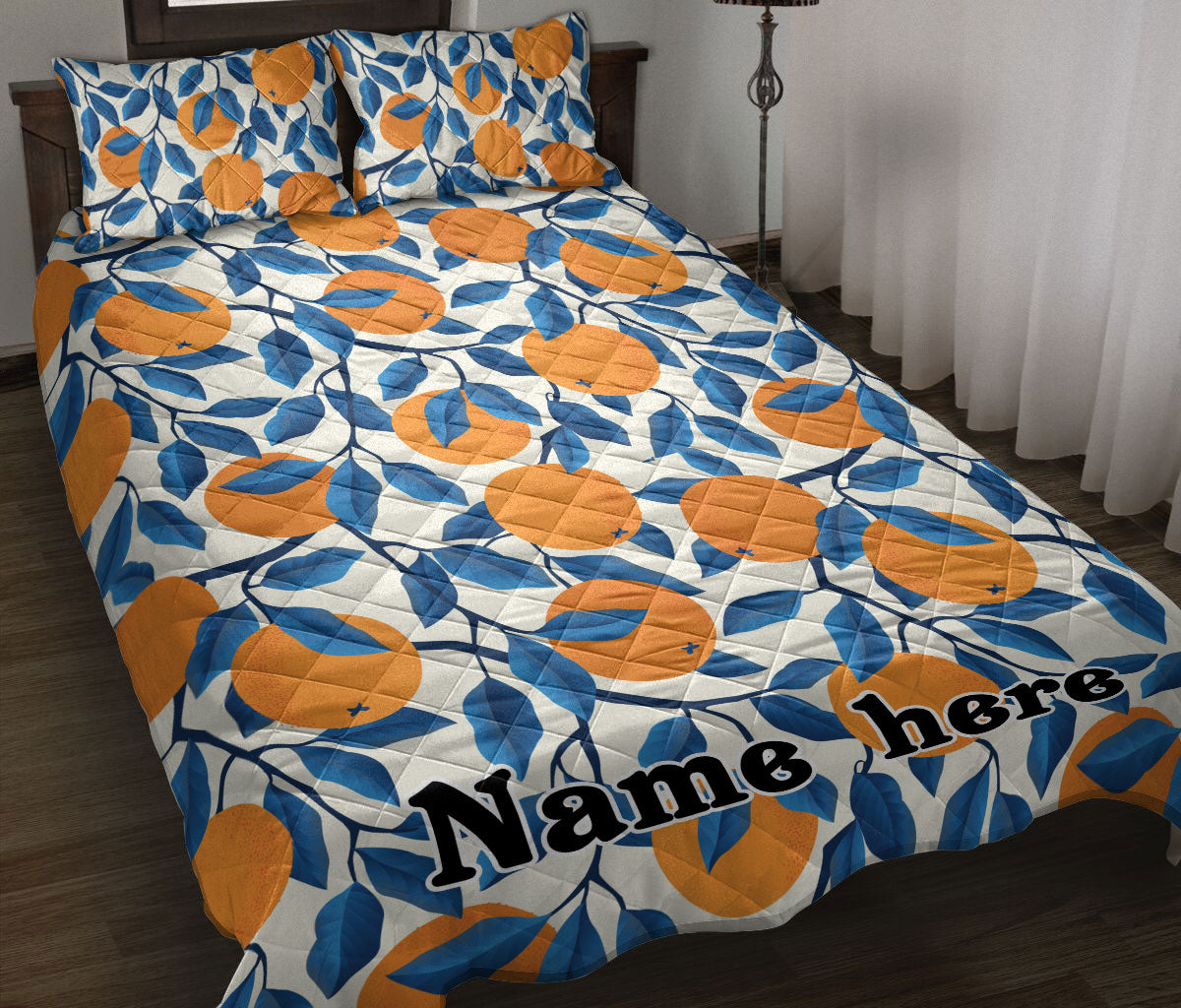 Ohaprints-Quilt-Bed-Set-Pillowcase-Tropical-Seamless-Pattern-Oranges-Fruit-Background-Custom-Personalized-Name-Blanket-Bedspread-Bedding-1749-Throw (55'' x 60'')