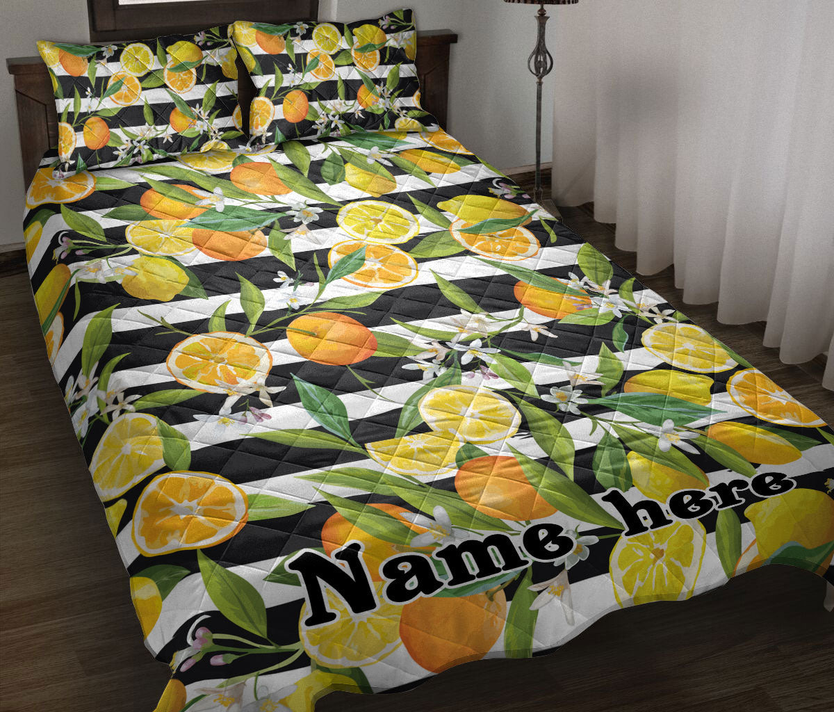 Ohaprints-Quilt-Bed-Set-Pillowcase-Orange-Lemon-Fruit-Seamless-Tropical-Pattern-Custom-Personalized-Name-Blanket-Bedspread-Bedding-2931-Throw (55'' x 60'')