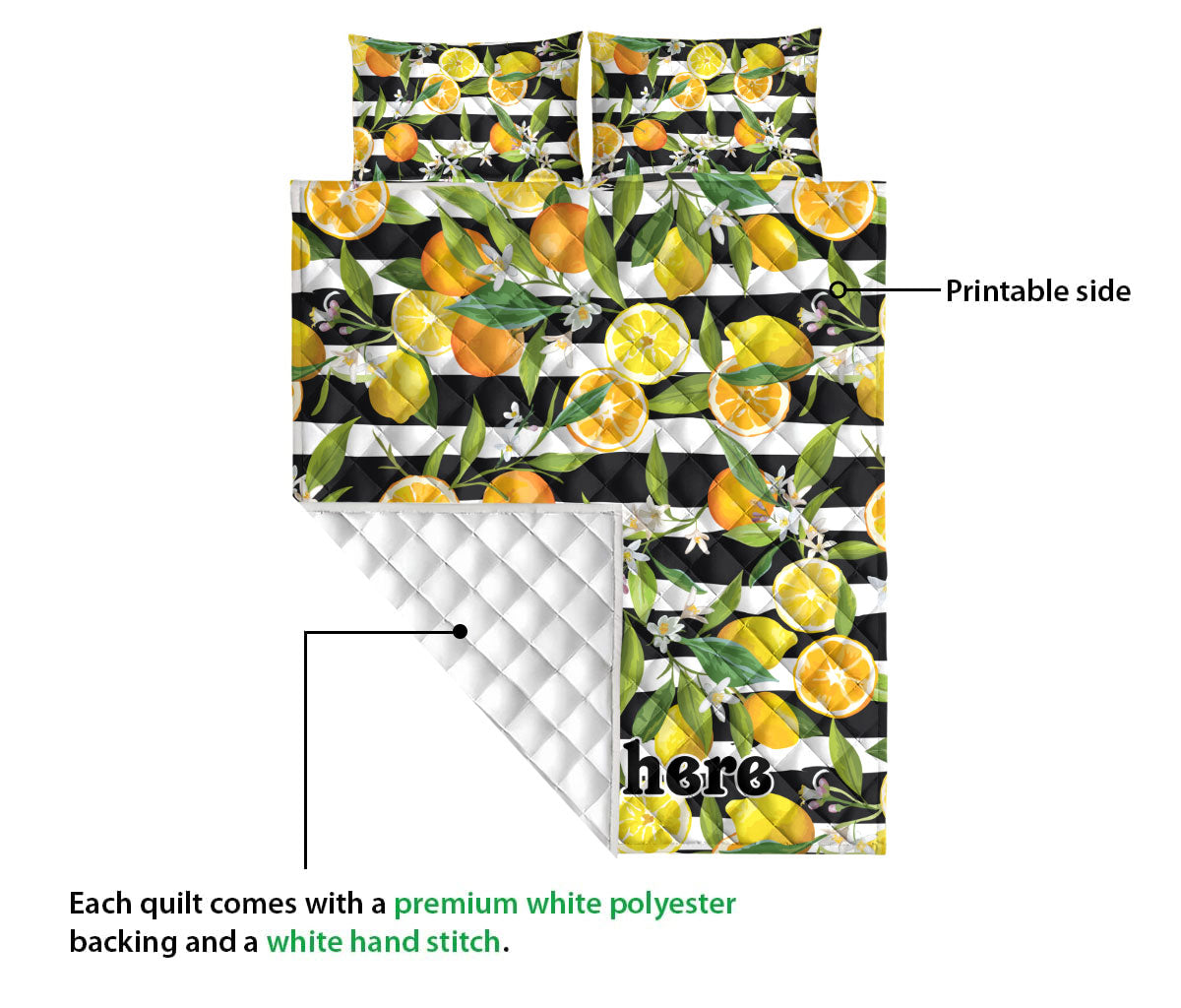 Ohaprints-Quilt-Bed-Set-Pillowcase-Orange-Lemon-Fruit-Seamless-Tropical-Pattern-Custom-Personalized-Name-Blanket-Bedspread-Bedding-2931-Queen (80'' x 90'')