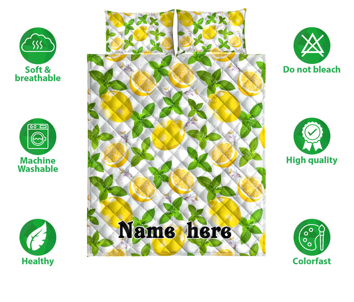 Ohaprints-Quilt-Bed-Set-Pillowcase-Slice-Lemon-Pineapples-Tropical-Watermelon-Seamless-Custom-Personalized-Name-Blanket-Bedspread-Bedding-1167-Double (70'' x 80'')