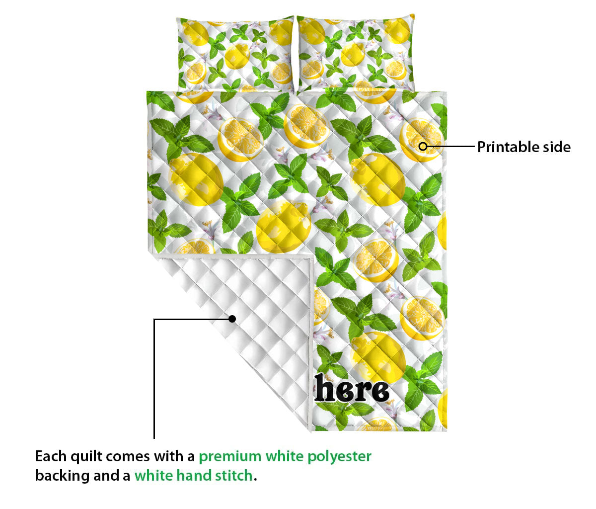 Ohaprints-Quilt-Bed-Set-Pillowcase-Slice-Lemon-Pineapples-Tropical-Watermelon-Seamless-Custom-Personalized-Name-Blanket-Bedspread-Bedding-1167-Queen (80'' x 90'')