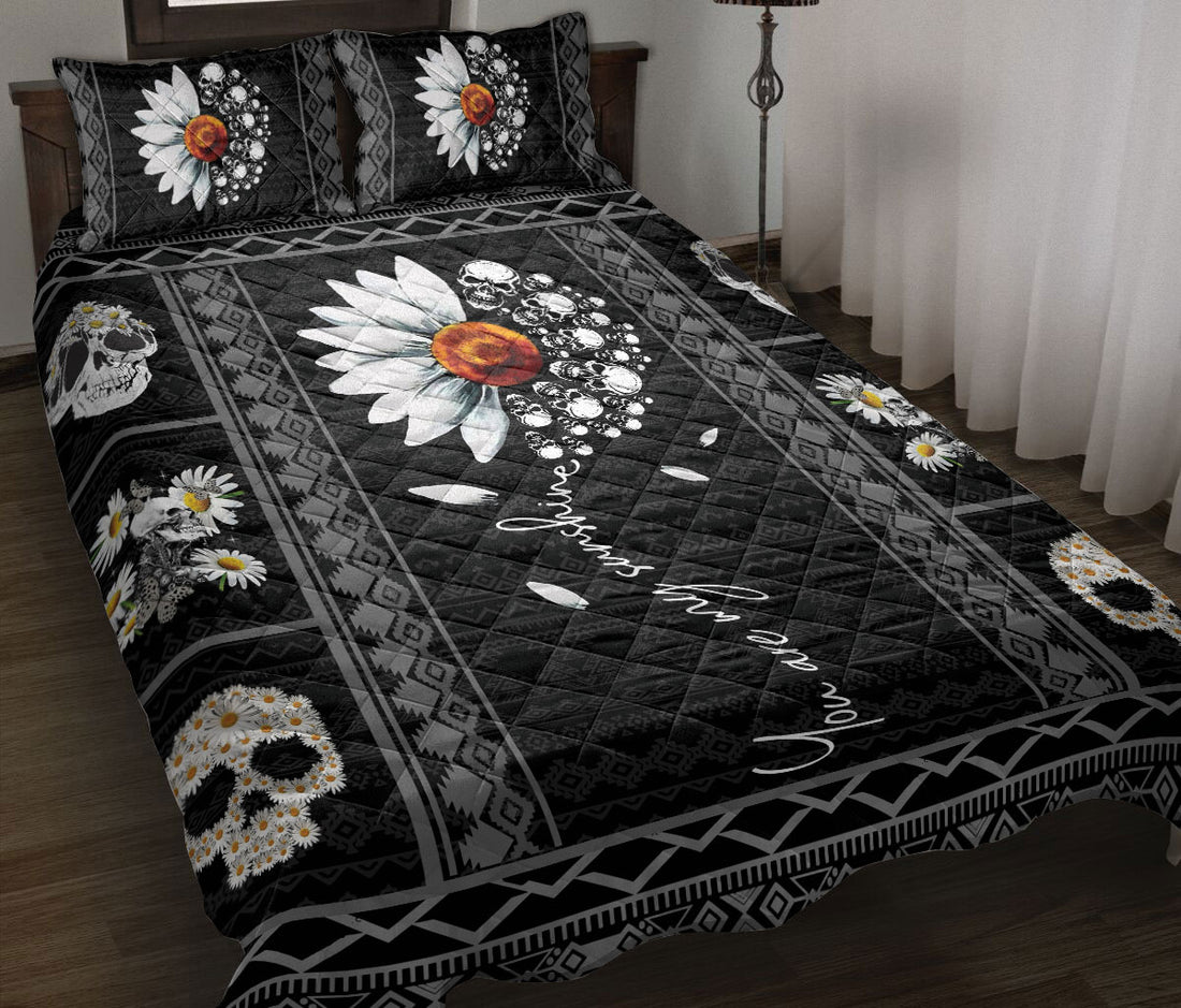 Ohaprints-Quilt-Bed-Set-Pillowcase-Skull-Lover-Daisy-You-Are-My-Sunshine-Flower-Blanket-Bedspread-Bedding-2383-Throw (55'' x 60'')