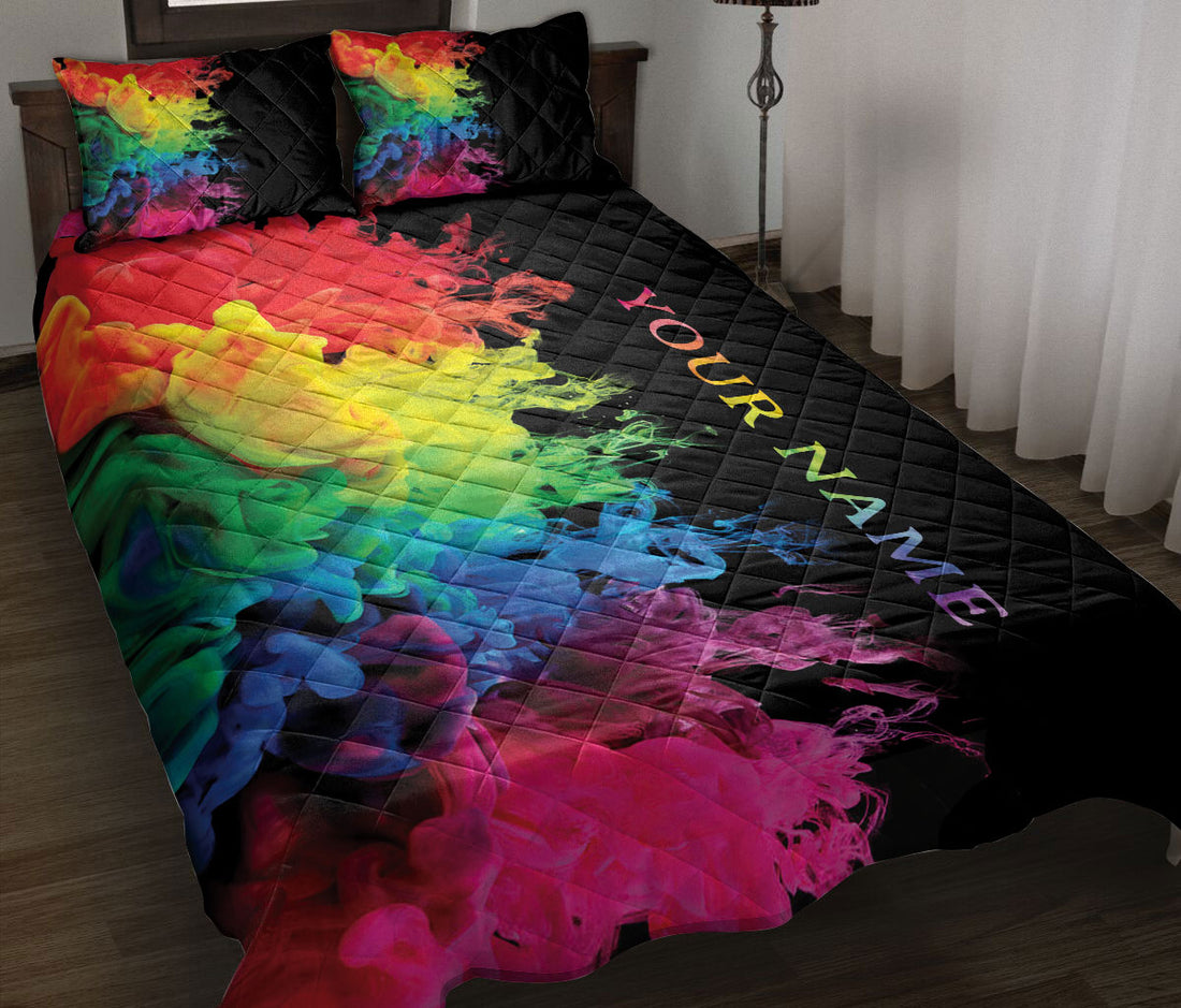 Ohaprints-Quilt-Bed-Set-Pillowcase-Lgbt-Love-Is-Love-Pride-Colorful-Unique-Gift-Custom-Personalized-Name-Blanket-Bedspread-Bedding-1802-Throw (55'' x 60'')