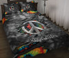 Ohaprints-Quilt-Bed-Set-Pillowcase-Hippie-Peace-Sign-Grey-Colorful-Tie-Dye-Pattern-Custom-Personalized-Name-Blanket-Bedspread-Bedding-2978-Throw (55&#39;&#39; x 60&#39;&#39;)