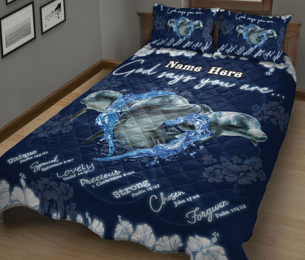 Ohaprints-Quilt-Bed-Set-Pillowcase-Dolphin-God-Says-You-Are-Ocean-Lover-Unique-Gift-Custom-Personalized-Name-Blanket-Bedspread-Bedding-2445-King (90'' x 100'')