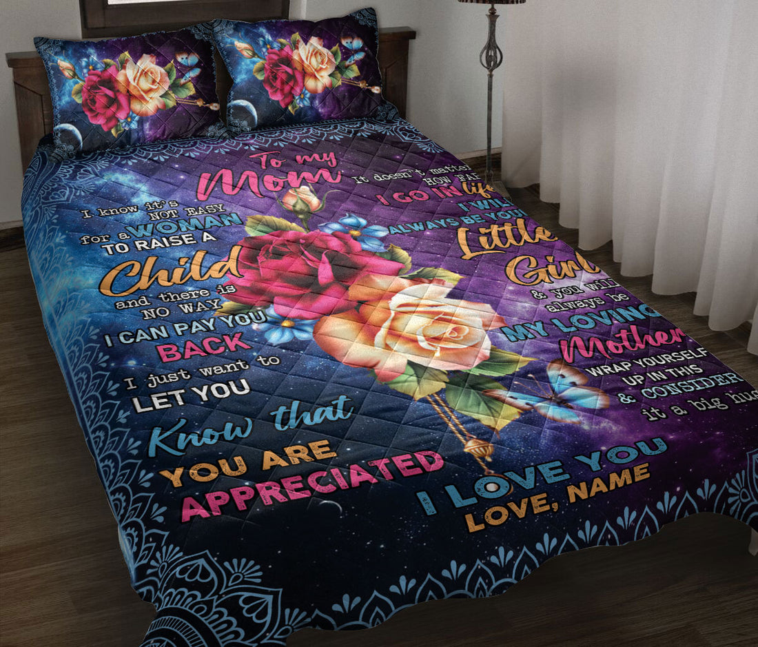 Ohaprints-Quilt-Bed-Set-Pillowcase-To-My-Mom-Gift-For-Mother-Mom-Rose-Custom-Personalized-Name-Blanket-Bedspread-Bedding-2533-Throw (55'' x 60'')