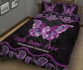 Ohaprints-Quilt-Bed-Set-Pillowcase-Fibromyalgia-Awareness-Butterfly-Purple-Ribbon-Mandala-Pattern-Blanket-Bedspread-Bedding-2454-King (90'' x 100'')