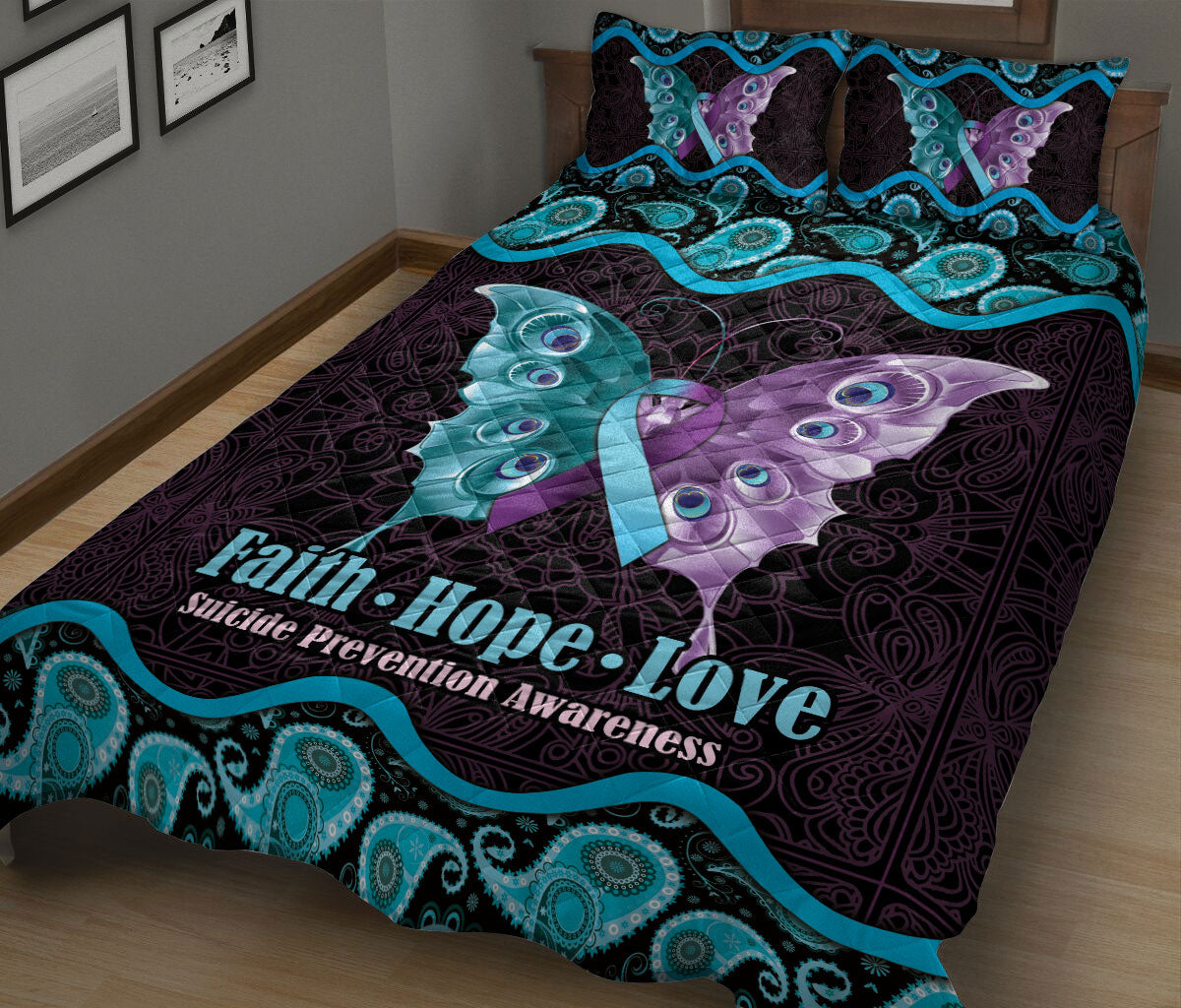 Ohaprints-Quilt-Bed-Set-Pillowcase-Dreamcatcher-Feather-Bohemian-Mandala-Boho-Floral-Gift-For-Kids-Girls-Boys-Blanket-Bedspread-Bedding-747-King (90'' x 100'')