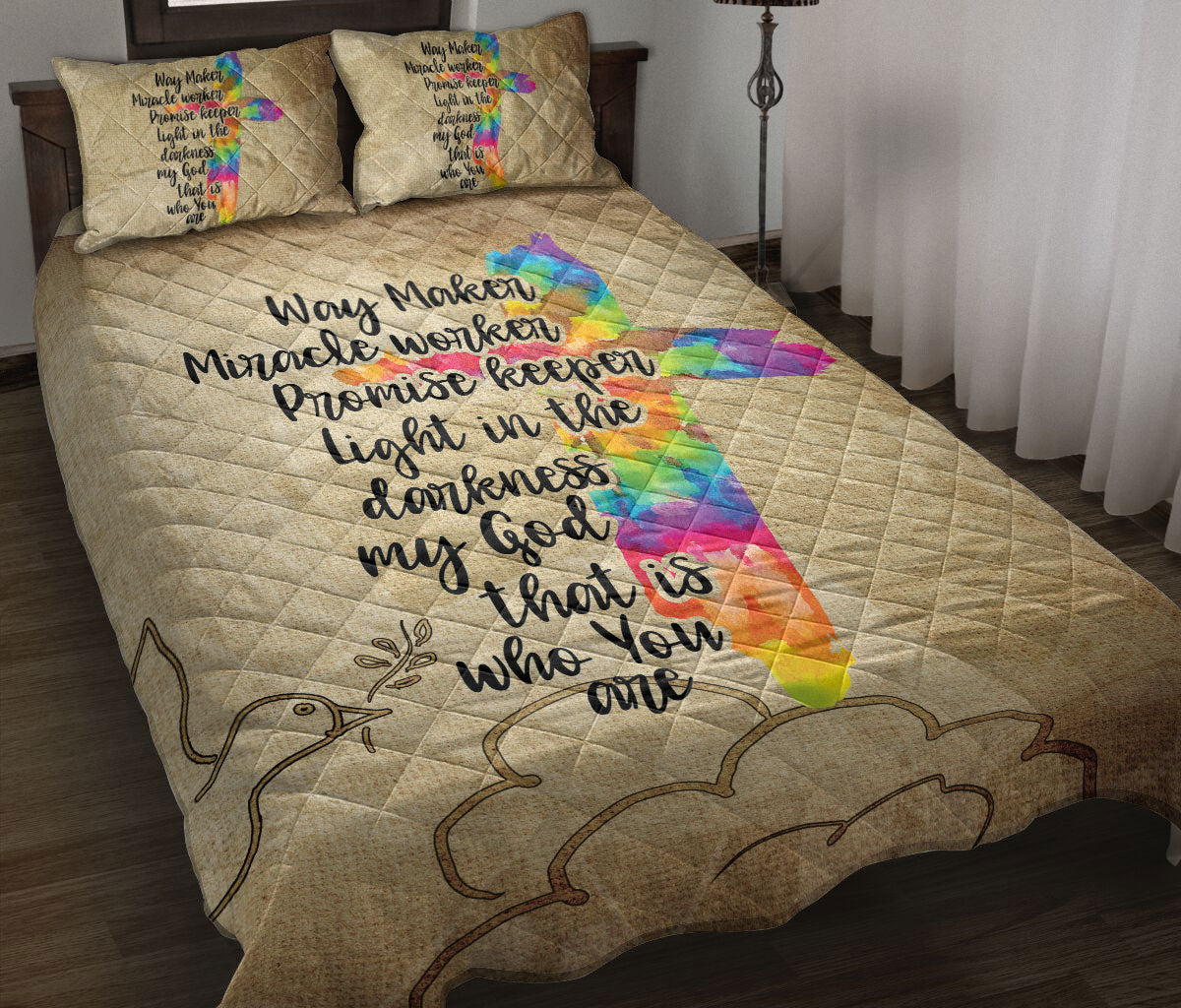 Ohaprints-Quilt-Bed-Set-Pillowcase-Jesus-My-God-Who-You-Are-Tie-Dye-Cross-Boho-Vintage-Pattern-Blanket-Bedspread-Bedding-2421-Throw (55'' x 60'')