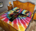 Ohaprints-Quilt-Bed-Set-Pillowcase-Jesus-Faith-Cross-Sunflower-Boho-Hippie-Rainbow-Tie-Dye-Pattern-Blanket-Bedspread-Bedding-69-Queen (80'' x 90'')