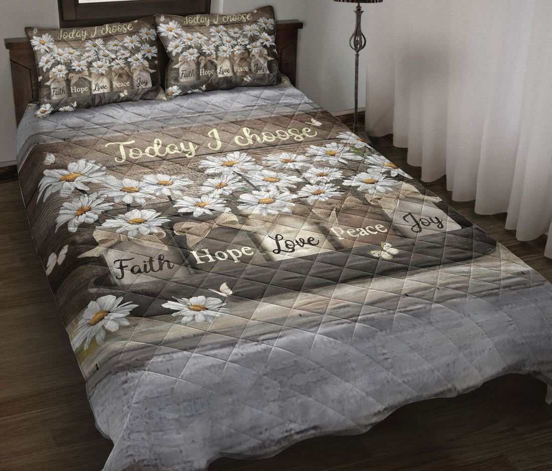 Ohaprints-Quilt-Bed-Set-Pillowcase-Today-I-Choose-Faith-Hope-Love-Peace-Joy-Daisy-Floral-Pattern-Blanket-Bedspread-Bedding-249-Throw (55'' x 60'')
