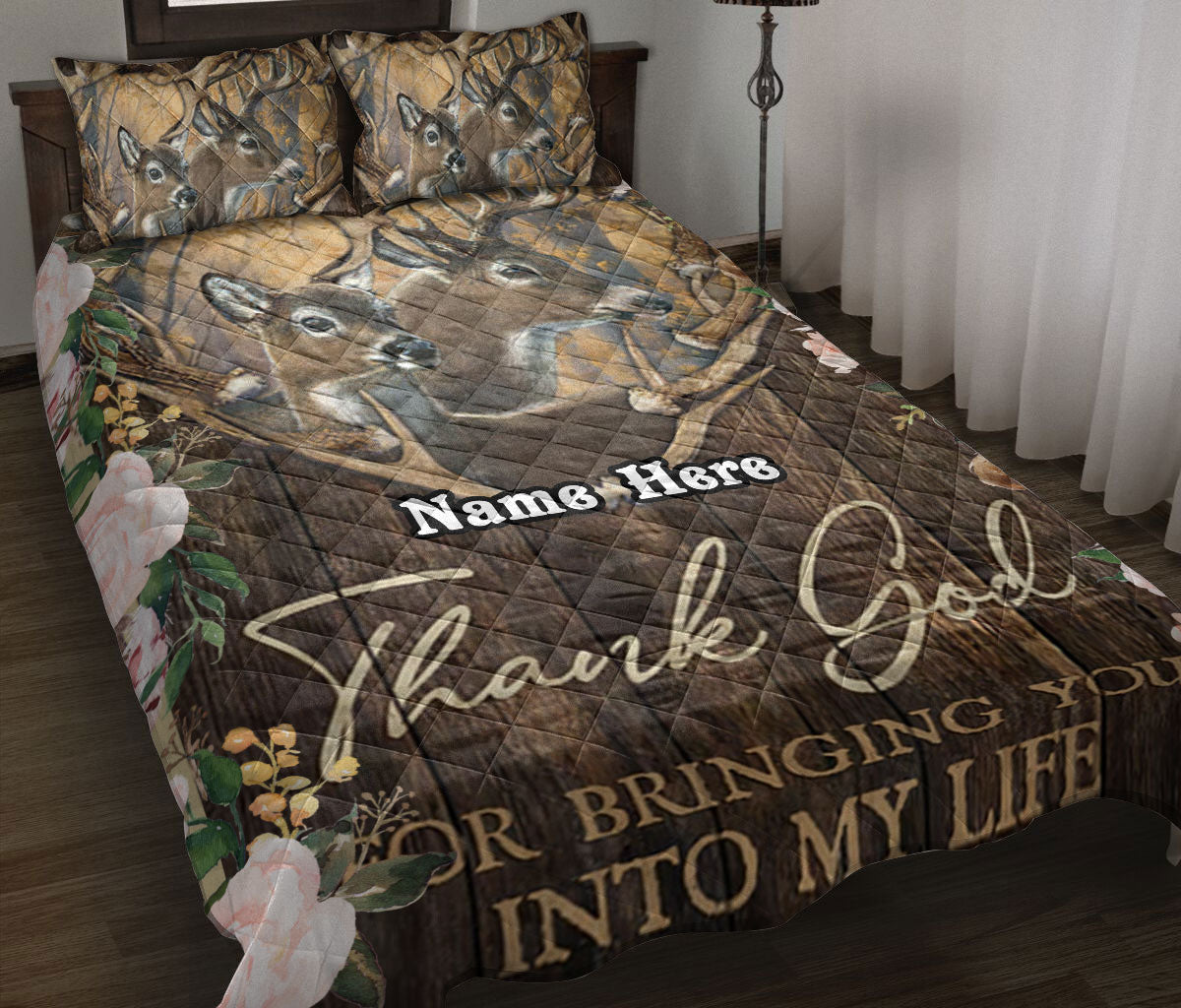 Ohaprints-Quilt-Bed-Set-Pillowcase-Deer-You-&-Me-We-Got-This-Gift-For-Couple-Brown-Custom-Personalized-Name-Blanket-Bedspread-Bedding-2690-Throw (55'' x 60'')