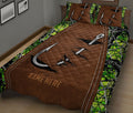 Ohaprints-Quilt-Bed-Set-Pillowcase-Fishing-Hook-Green-Camo-Camouflage-Brown-Pattern-Custom-Personalized-Name-Blanket-Bedspread-Bedding-339-King (90'' x 100'')