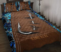 Ohaprints-Quilt-Bed-Set-Pillowcase-Fishing-Hook-Blue-Camo-Camouflage-Brown-Pattern-Custom-Personalized-Name-Blanket-Bedspread-Bedding-3052-Throw (55'' x 60'')