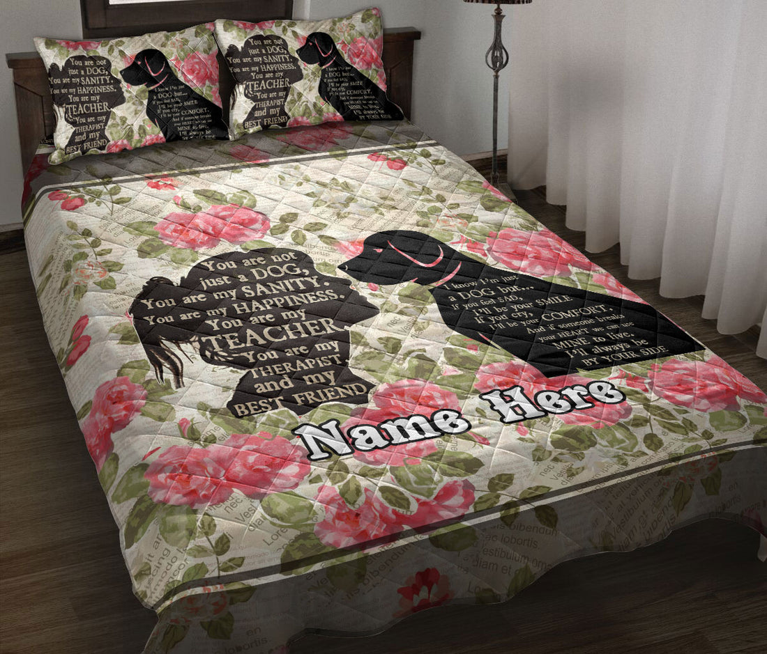 Ohaprints-Quilt-Bed-Set-Pillowcase-You-Are-Not-Just-A-Dog-Best-Friend-Vintage-Floral-Custom-Personalized-Name-Blanket-Bedspread-Bedding-157-Throw (55'' x 60'')