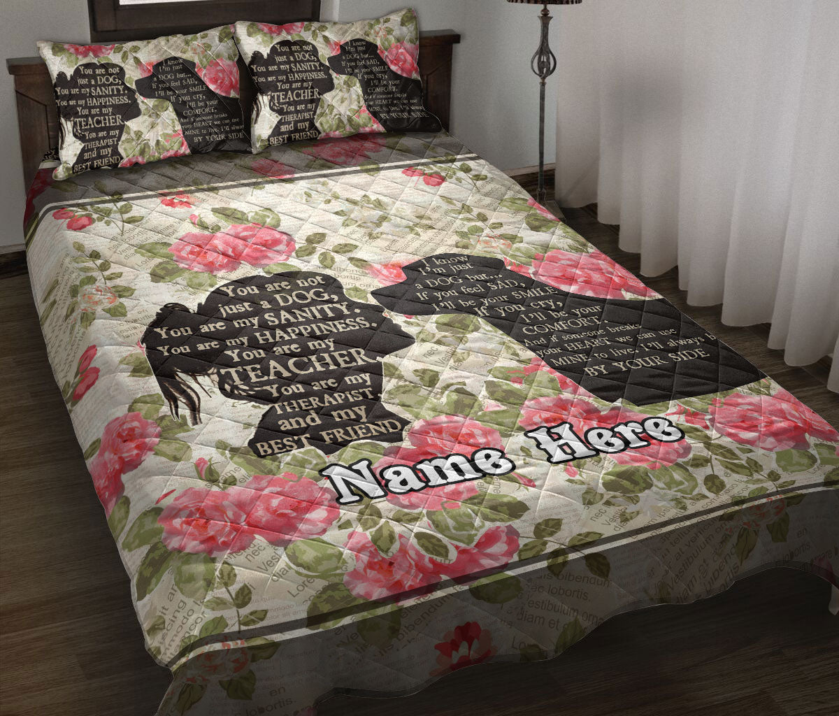 Ohaprints-Quilt-Bed-Set-Pillowcase-Lab-Labrador-Retriever-You-Are-Not-Just-A-Dog-Floral-Custom-Personalized-Name-Blanket-Bedspread-Bedding-750-Throw (55'' x 60'')