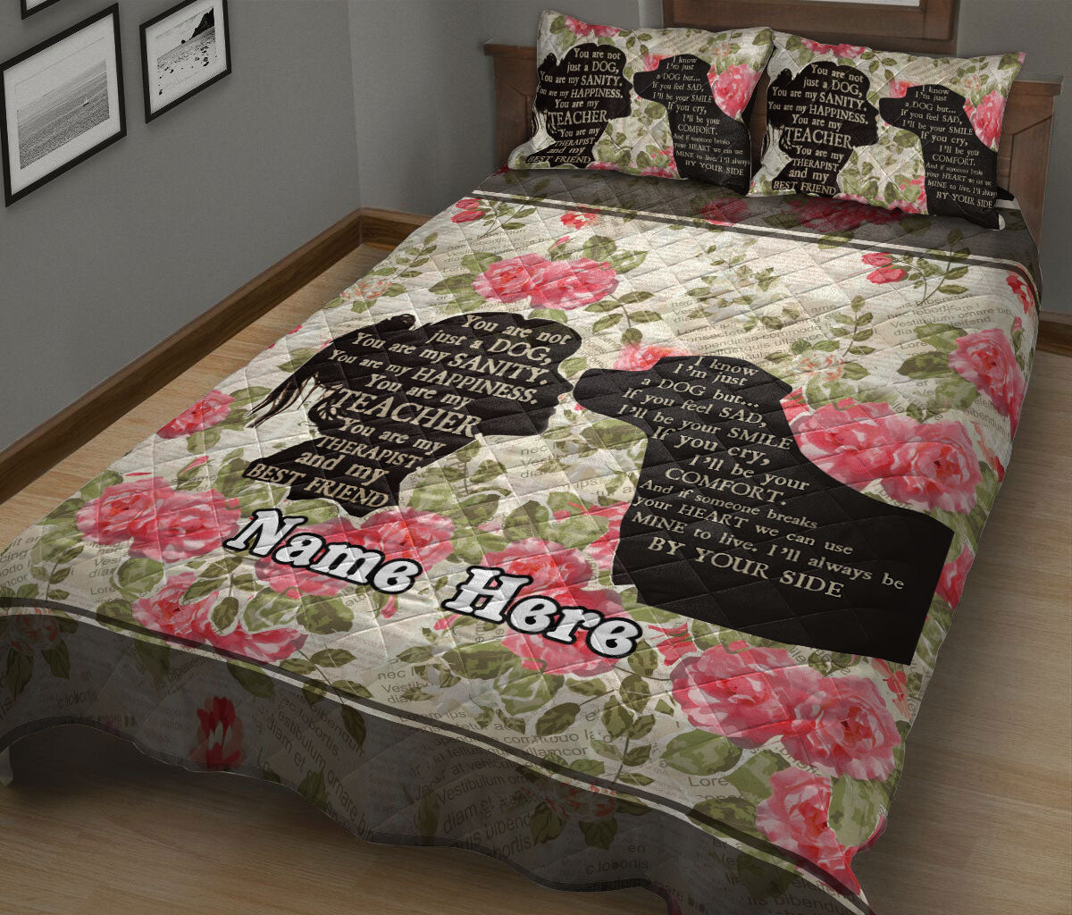 Ohaprints-Quilt-Bed-Set-Pillowcase-Lab-Labrador-Retriever-You-Are-Not-Just-A-Dog-Floral-Custom-Personalized-Name-Blanket-Bedspread-Bedding-750-King (90'' x 100'')