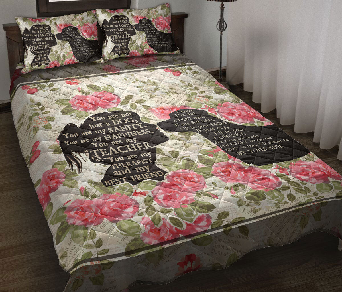 Ohaprints-Quilt-Bed-Set-Pillowcase-Labrador-Retriever-Lab-You-Are-Not-Just-A-Dog-Vintage-Style-Flower-Floral-Blanket-Bedspread-Bedding-1329-Throw (55'' x 60'')