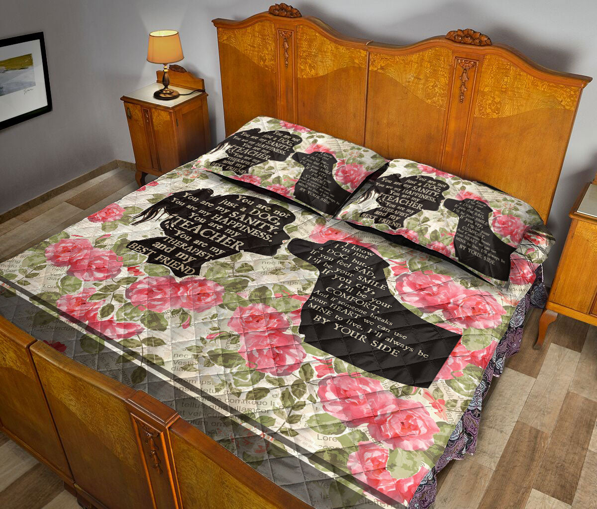 Ohaprints-Quilt-Bed-Set-Pillowcase-Labrador-Retriever-Lab-You-Are-Not-Just-A-Dog-Vintage-Style-Flower-Floral-Blanket-Bedspread-Bedding-1329-Queen (80'' x 90'')