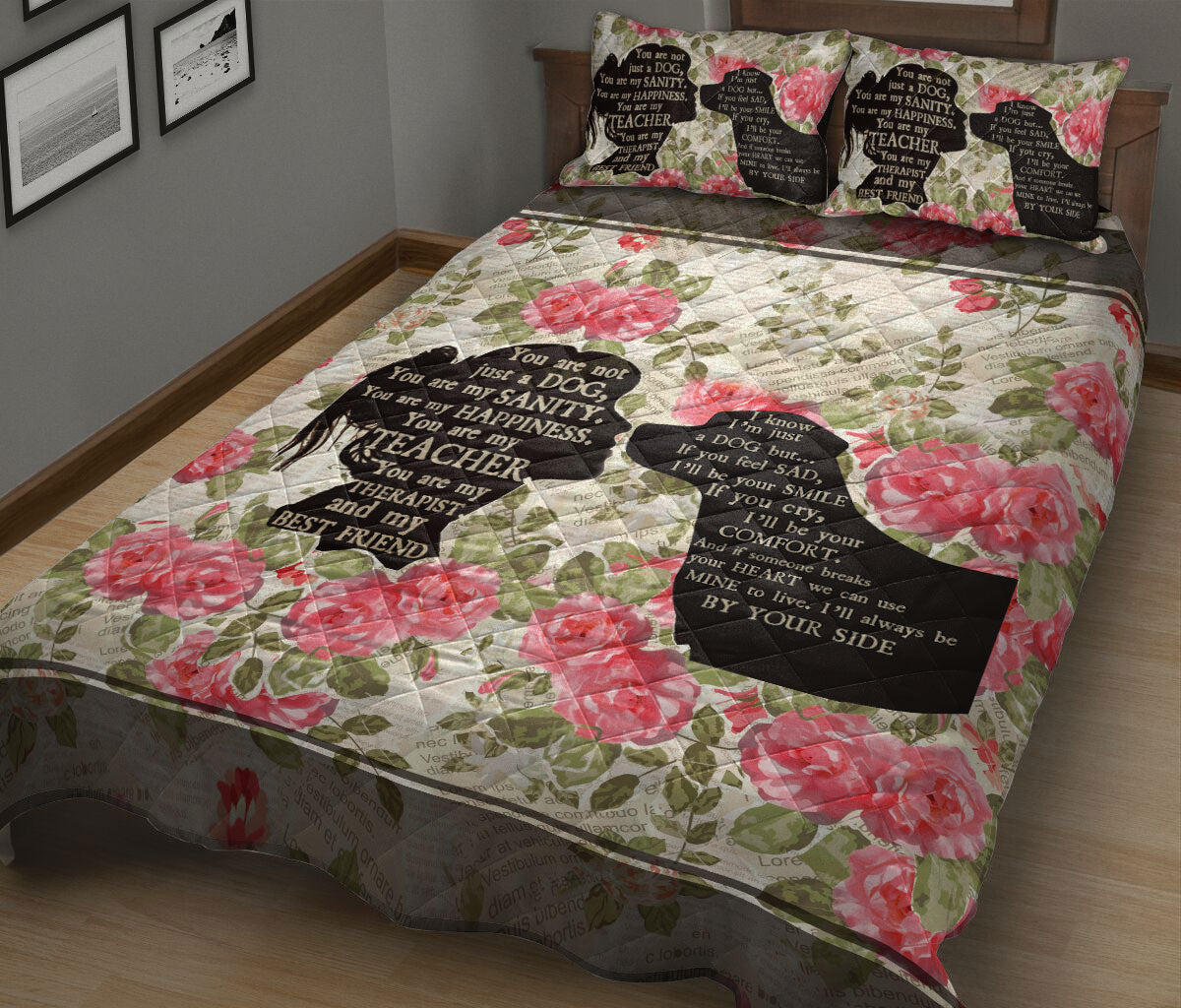 Ohaprints-Quilt-Bed-Set-Pillowcase-Labrador-Retriever-Lab-You-Are-Not-Just-A-Dog-Vintage-Style-Flower-Floral-Blanket-Bedspread-Bedding-1329-King (90'' x 100'')