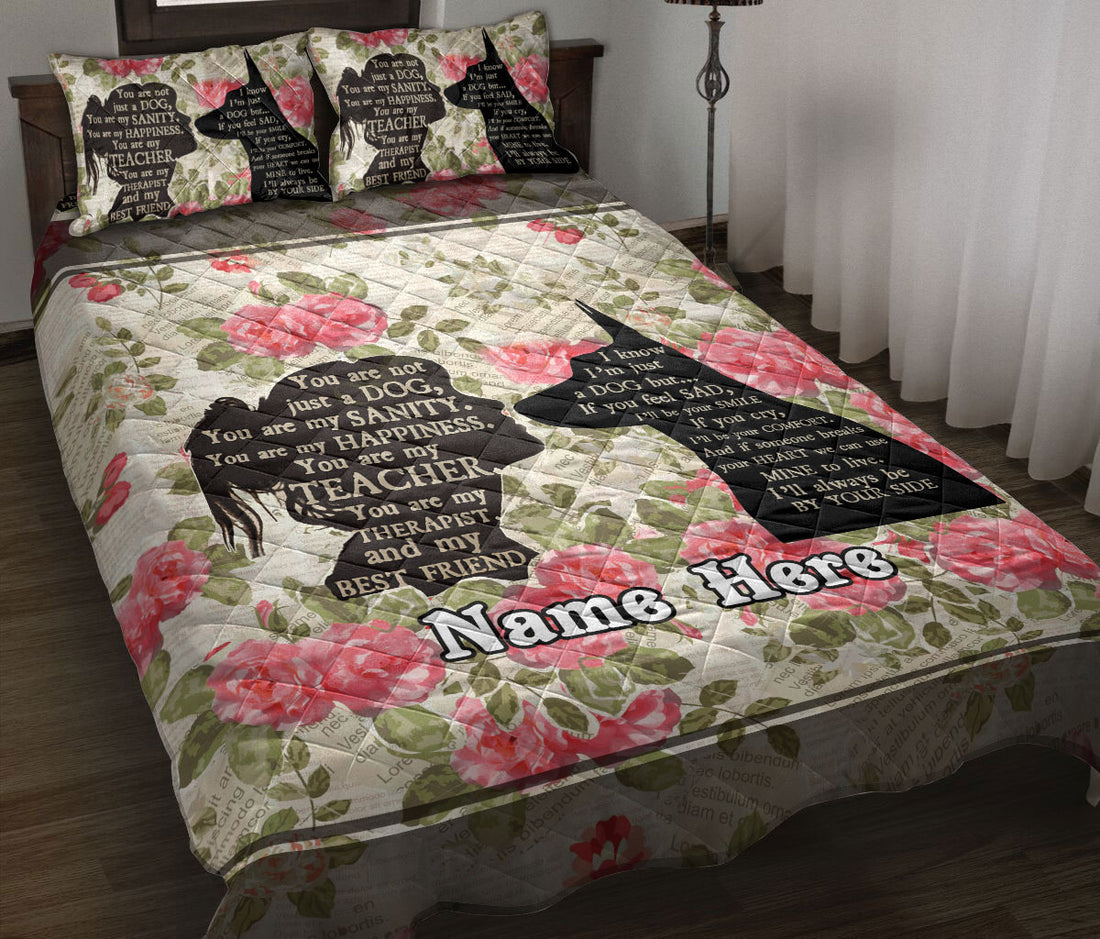 Ohaprints-Quilt-Bed-Set-Pillowcase-German-Shepherd-You-Are-Not-Just-A-Dog-Vintage-Floral-Custom-Personalized-Name-Blanket-Bedspread-Bedding-1917-Throw (55'' x 60'')