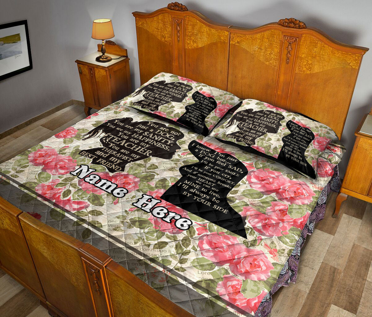 Ohaprints-Quilt-Bed-Set-Pillowcase-Dachshund-You-Are-Not-Just-A-Dog-Vintage-Floral-Custom-Personalized-Name-Blanket-Bedspread-Bedding-1767-Queen (80'' x 90'')