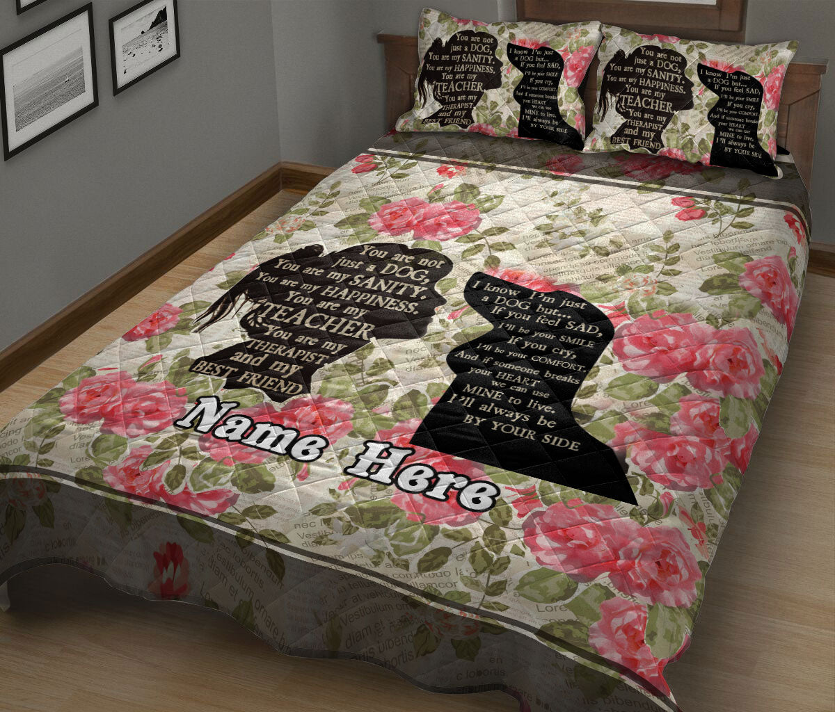 Ohaprints-Quilt-Bed-Set-Pillowcase-Dachshund-You-Are-Not-Just-A-Dog-Vintage-Floral-Custom-Personalized-Name-Blanket-Bedspread-Bedding-1767-King (90'' x 100'')