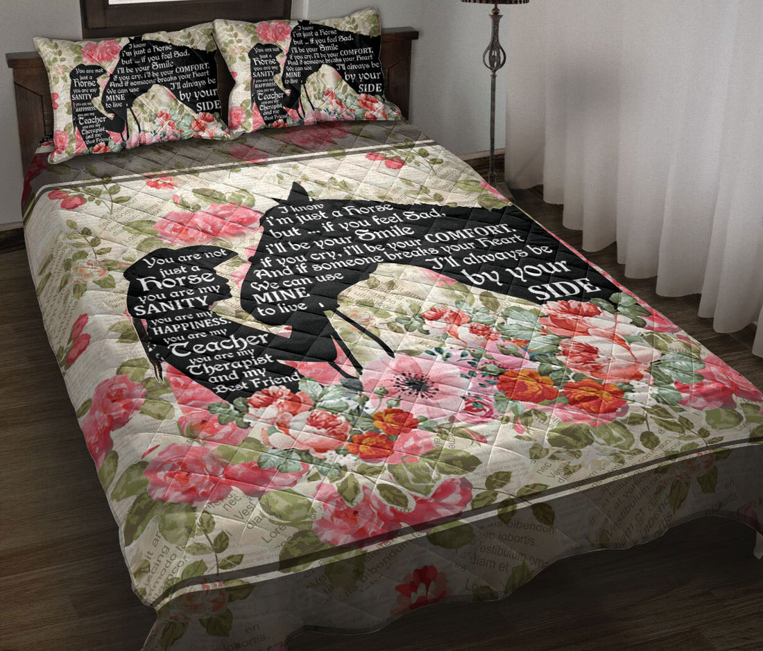Ohaprints-Quilt-Bed-Set-Pillowcase-Horse-My-Best-Friend-You-Are-Not-Just-A-Horse-Vintage-Style-Flower-Floral-Blanket-Bedspread-Bedding-158-Throw (55'' x 60'')
