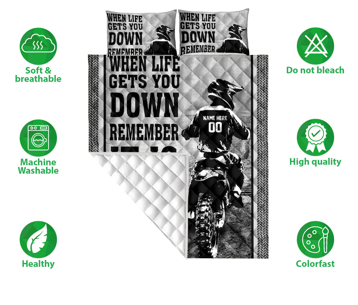 Ohaprints-Quilt-Bed-Set-Pillowcase-Dirt-Bike-Motocross-When-Life-Gets-You-Down-Remember-Custom-Personalized-Name-Blanket-Bedspread-Bedding-1330-Double (70'' x 80'')