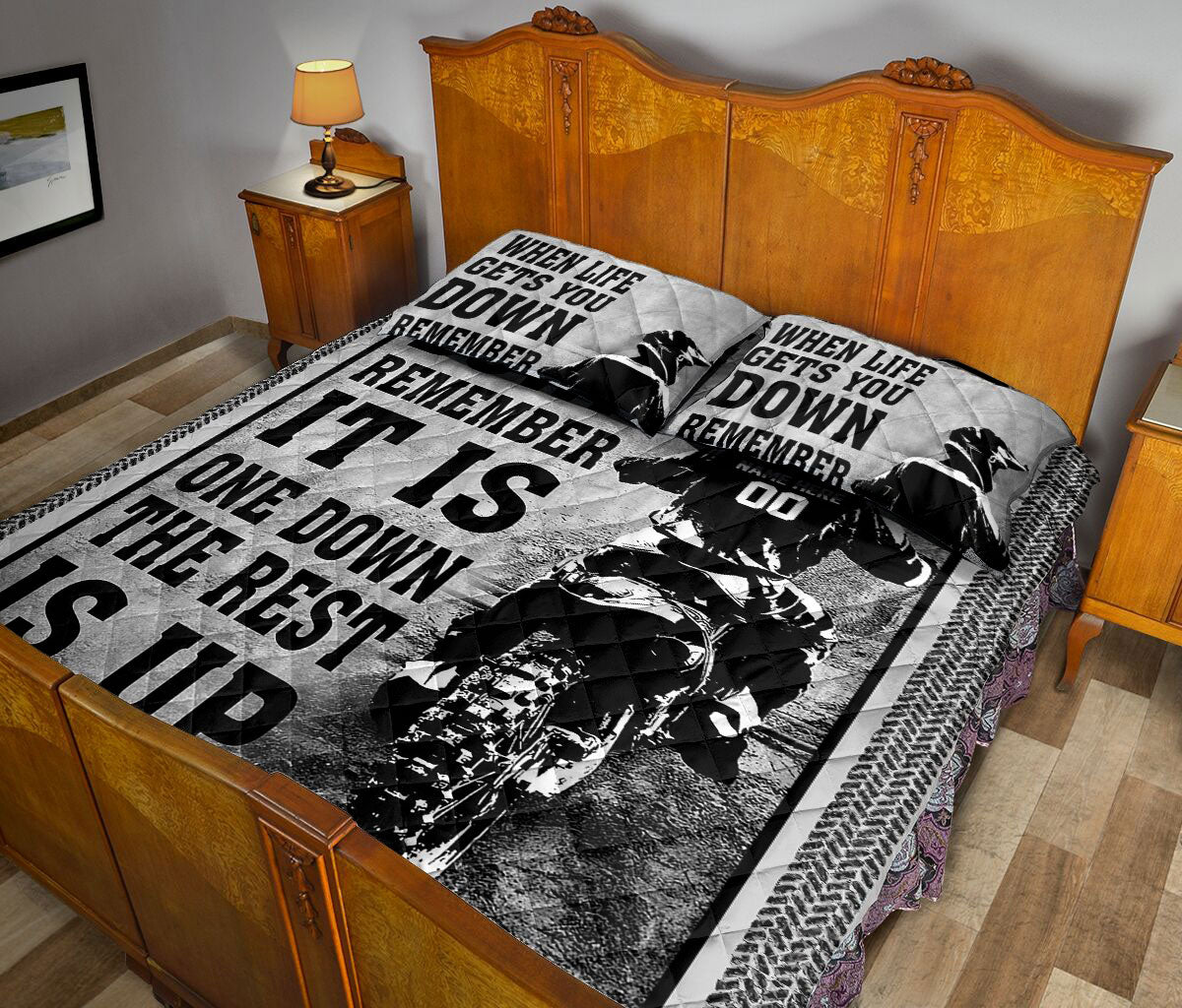 Ohaprints-Quilt-Bed-Set-Pillowcase-Dirt-Bike-Motocross-When-Life-Gets-You-Down-Remember-Custom-Personalized-Name-Blanket-Bedspread-Bedding-1330-Queen (80'' x 90'')