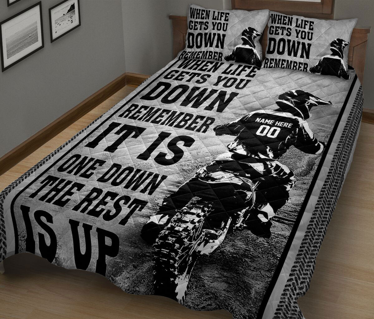 Ohaprints-Quilt-Bed-Set-Pillowcase-Dirt-Bike-Motocross-When-Life-Gets-You-Down-Remember-Custom-Personalized-Name-Blanket-Bedspread-Bedding-1330-King (90'' x 100'')